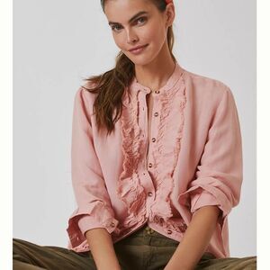 Anthropologie Pilcro Ruffled Placket Shirt M